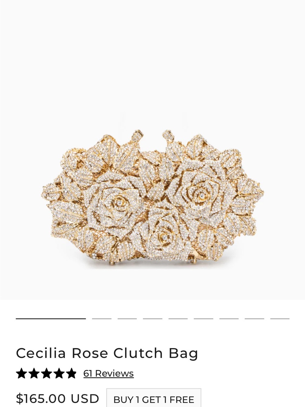 Cecilie Bahnsen Gold Crystal Rose Clutch